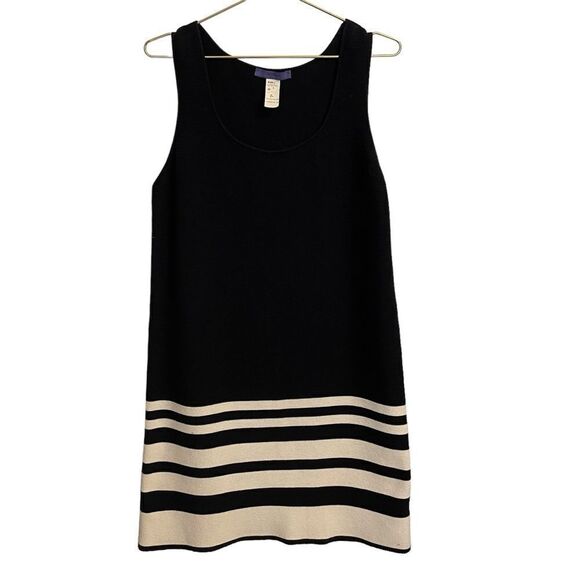 Les Copains Navy White Striped Sleeveless Cotton Knit Sweater Dress 46 US 18 - Picture 1 of 8